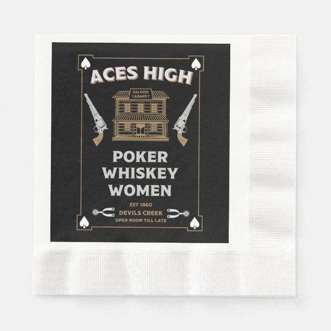 Servilleta De Papel Saloon de Cowboy American Frontier (Anverso)