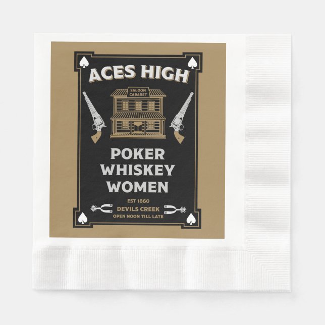 Servilleta De Papel Saloon de Cowboy American Frontier (Anverso)