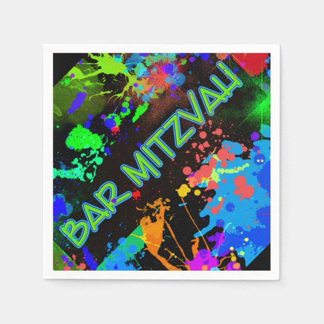 Servilleta De Papel Salpicadura de pintura de Bar Mitzvah, bola de pin (Anverso)