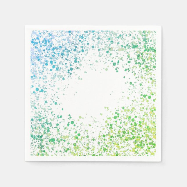 Servilleta De Papel Salpicaduras verdes y azules (Anverso)