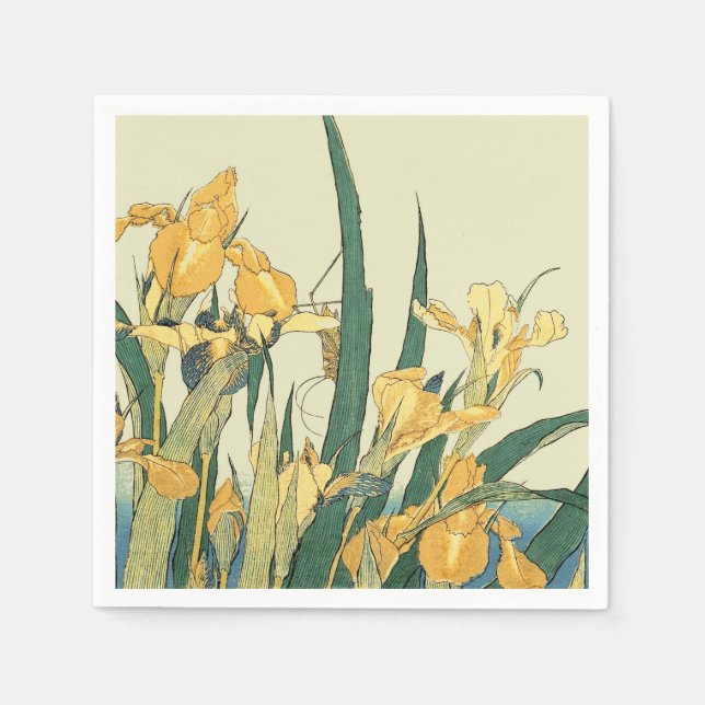 Servilleta De Papel Saltamontes Hokusai y el iris Japón (Anverso)