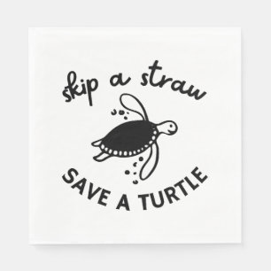 Servilleta De Papel Saltar Una Paja Salvar Una Tortuga