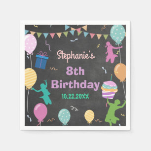 Servilleta De Papel Salto Cumpleaños Chalkboard Kid Trampoline Fiesta