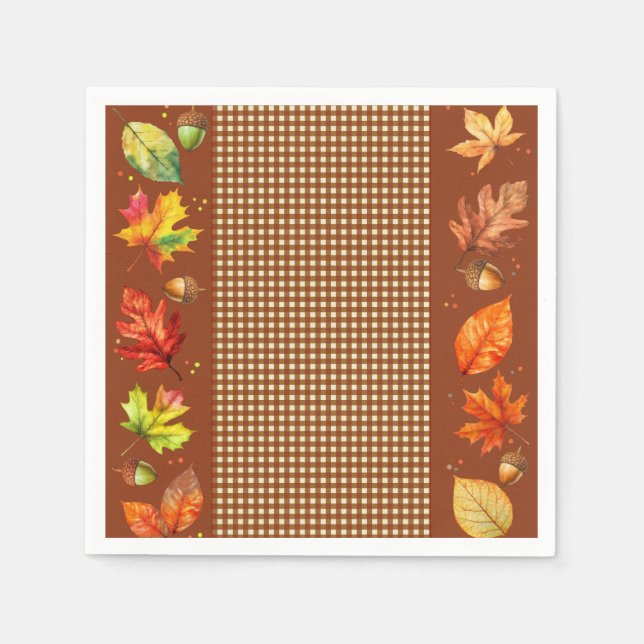 Servilleta De Papel Saltos de otoño y Gingham (Anverso)