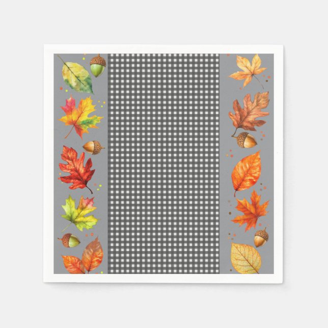 Servilleta De Papel Saltos de otoño y Gingham (Anverso)