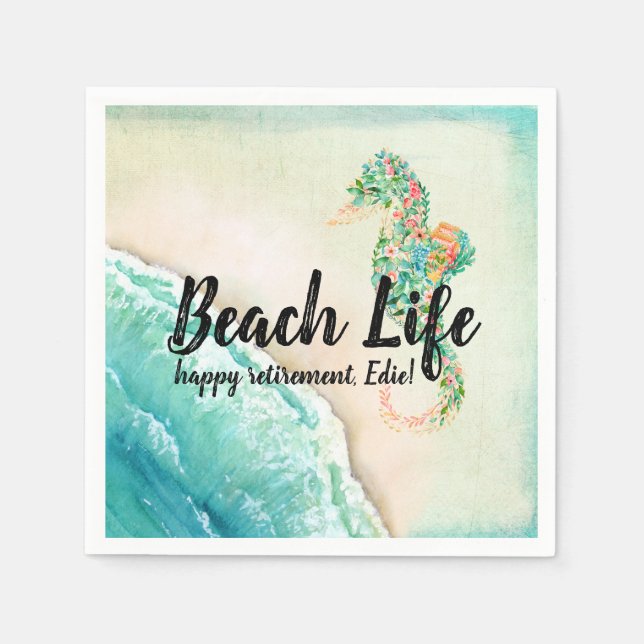 Servilleta De Papel Saltwater Beach Life Seahorse (Anverso)
