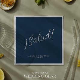 Servilleta De Papel ¡Salud! Azul añil Minimal Cóctel para cualquier oc