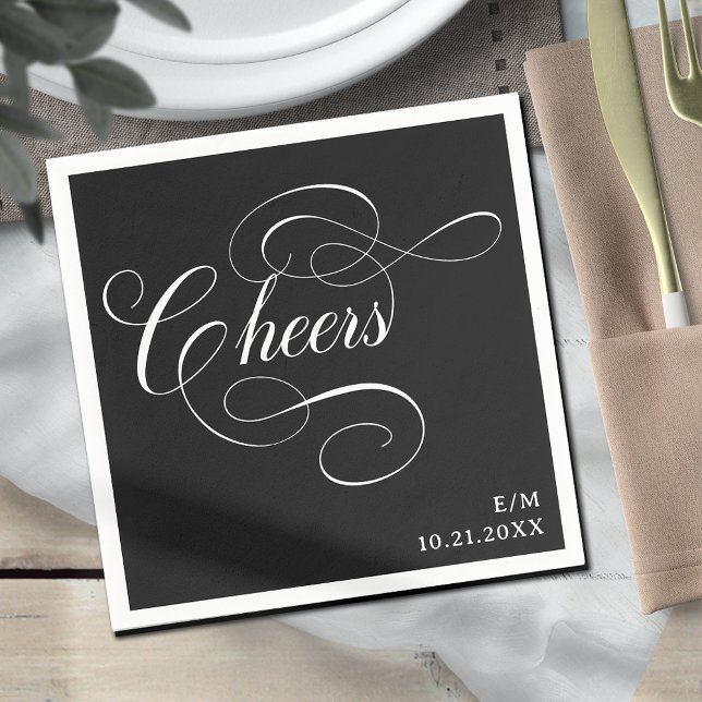 Servilleta De Papel Salud | Caligrafía de época Boda Moody negro (Subido por el creador)