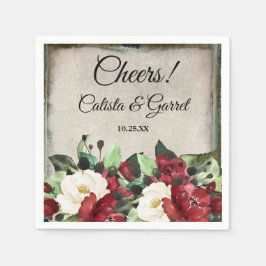 Servilleta De Papel Salud! | Elegante Boda de Gótico floral rojo oscur