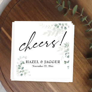 Servilleta De Papel ¡Salud! Elegante Verdor + Tipografía de Boda
