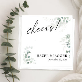 Servilleta De Papel ¡Salud! Elegante Verdor + Tipografía de Boda