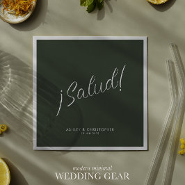 Servilleta De Papel ¡Salud! Moss Green Minimal Cualquier Ocasión Cócte