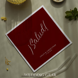 Servilleta De Papel ¡Salud! Rojo Carmesí Minimalista Cóctel para Cualq