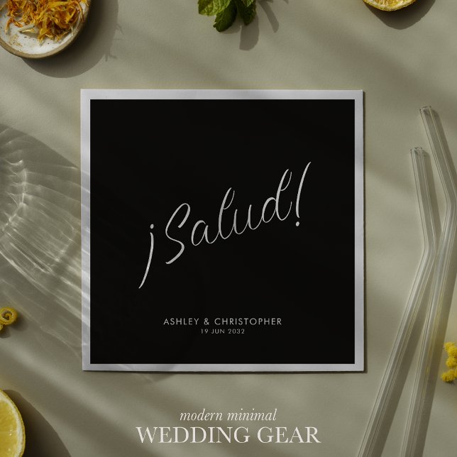 Servilleta De Papel ¡Salud! Smoke Black Minimal Cualquier Ocasión Cóct (Subido por el creador)