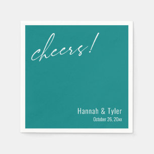 Servilleta De Papel ¡Salud! Tipografía de Boda Simple Elegancia Verde 