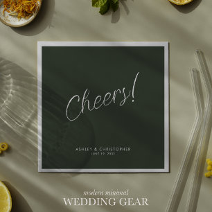 Servilleta De Papel ¡Salud! Verde Musgo Minimal Cóctel para Cualquier