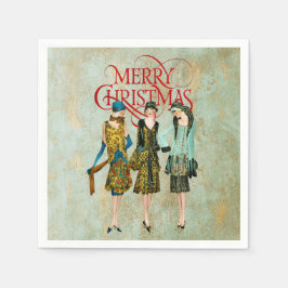 Servilleta De Papel Saludo a las Navidades de la Vieja década de 1930