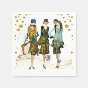 Servilleta De Papel Saludo a las Navidades de la Vieja década de 1930