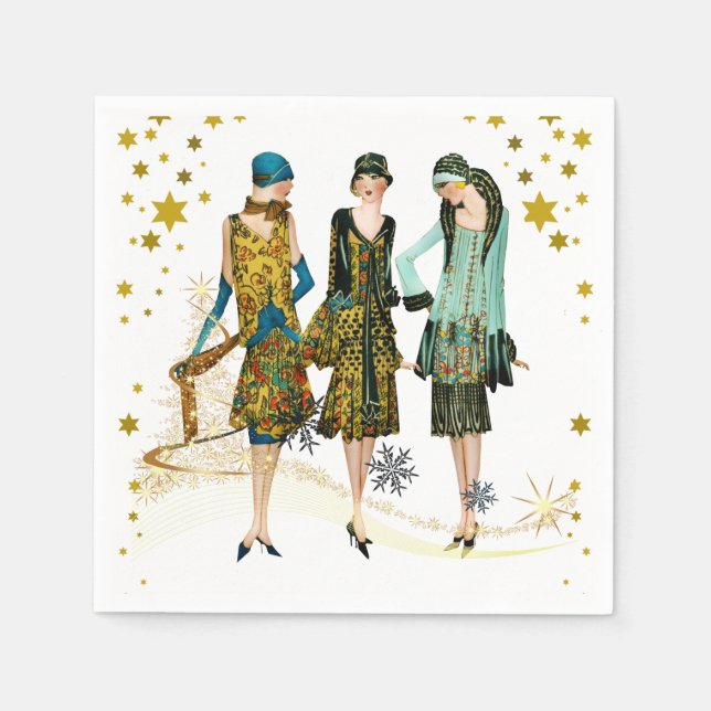 Servilleta De Papel Saludo a las Navidades de la Vieja década de 1930 (Anverso)