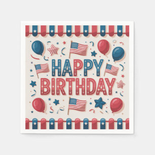 Servilleta De Papel Saludo de cumpleaños con tema patriótico americano