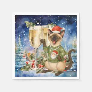 Servilleta De Papel Saludo de Navidad para amantes de los gatos