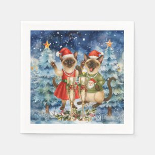 Servilleta De Papel Saludo de Navidad para amantes de los gatos