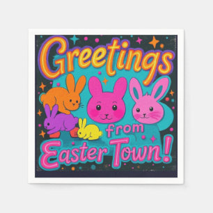 Servilleta De Papel Saludo De Pascua De Los Bunnies