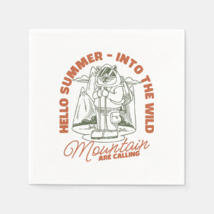 Servilleta De Papel Saludo El Verano - En El Salvaje Camper Gato Vinta