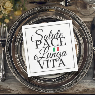Servilleta De Papel Saludo Paz y Larga Vida Brindis Italiano