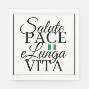 Servilleta De Papel Saludo Paz y Larga Vida Brindis Italiano