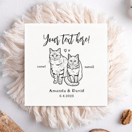 Servilleta De Papel Saludos 2 gatos dibujando Mascota personalizado