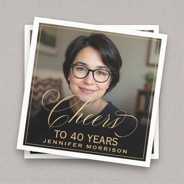 Servilleta De Papel Saludos a 40 años foto de cumpleaños de oro negro (Subido por el creador)