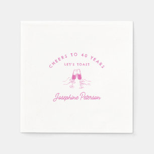 Servilleta De Papel Saludos a 40 años Personalizado Rosa 40 de cumplea