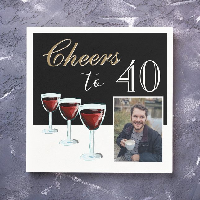 Servilleta De Papel Saludos a 40 Red Wine Glass Photo 40th Birthday (Subido por el creador)