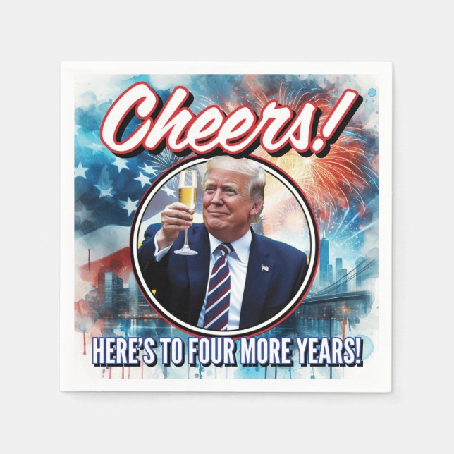 Servilleta De Papel Saludos a 4 años más Fiesta de la Inauguración Nap (Anverso)