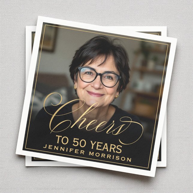 Servilleta De Papel Saludos a 50 años foto de cumpleaños de oro negro (Subido por el creador)