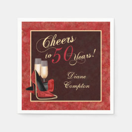 Servilleta De Papel Saludos a 50 años Red Gold Black