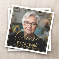 Saludos a 70 años foto de cumpleaños de oro negro