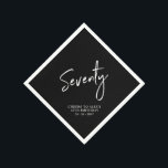 Servilleta De Papel Saludos a 70 | Modern Adult 70th Birthday Party<br><div class="desc">Esta servilleta de papel personalizado le añadirá un detalle elegante a su celebración de cumpleaños número 70. Este diseño presenta una sencilla letra de moda "Setenta" con texto personalizado. En mi tienda BaraBomDesign hay disponibles invitaciones y suministros para fiestas coincidentes.</div>
