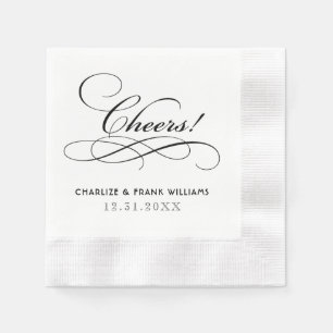 Servilleta De Papel Saludos a la boda personalizada de caligrafía negr