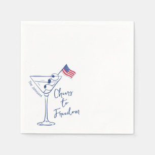 Servilleta De Papel Saludos a la Libertad 4 de Julio Martini Glass