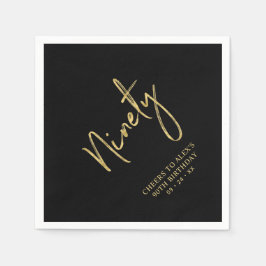 Servilleta De Papel Saludos a la Noventa Fiesta de Adultos Oro Na