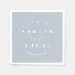 Servilleta De Papel Saludos A Las Dusty Blue Boda Cocktail Napkins