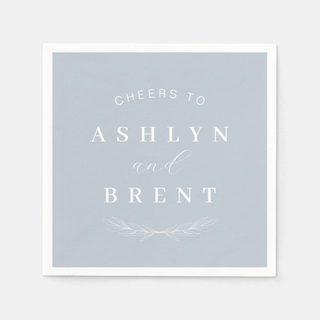 Servilleta De Papel Saludos A Las Dusty Blue Boda Cocktail Napkins (Anverso)