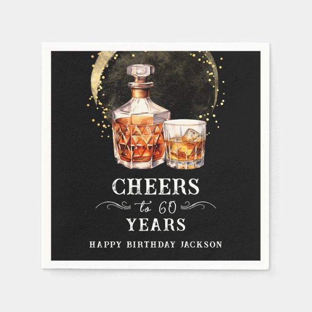 Servilleta De Papel Saludos a Whiskey por 60 años (Anverso)