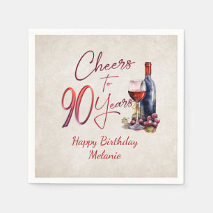Servilleta De Papel Saludos a Wine 90 cumpleaños