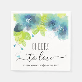 Servilleta De Papel Saludos al amor, flores azules, boda floral