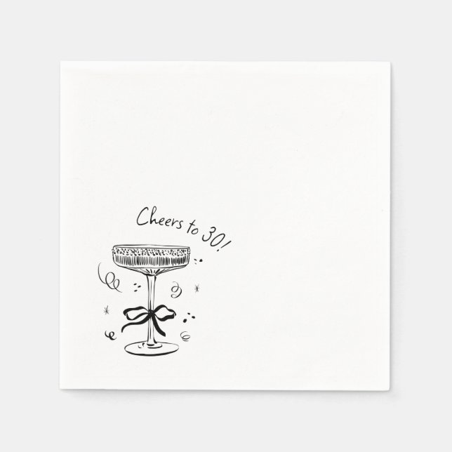 Servilleta De Papel Saludos al Fiesta de cócteles de 30 años (Anverso)