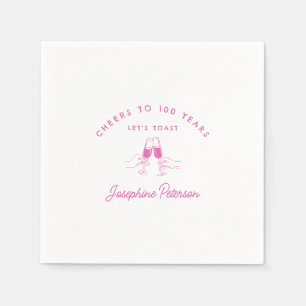 Servilleta De Papel Saludos al Personalizado Rosa 100 años
