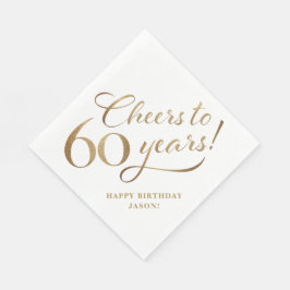 Servilleta De Papel Saludos al Purpurina de cumpleaños 60 y al oro